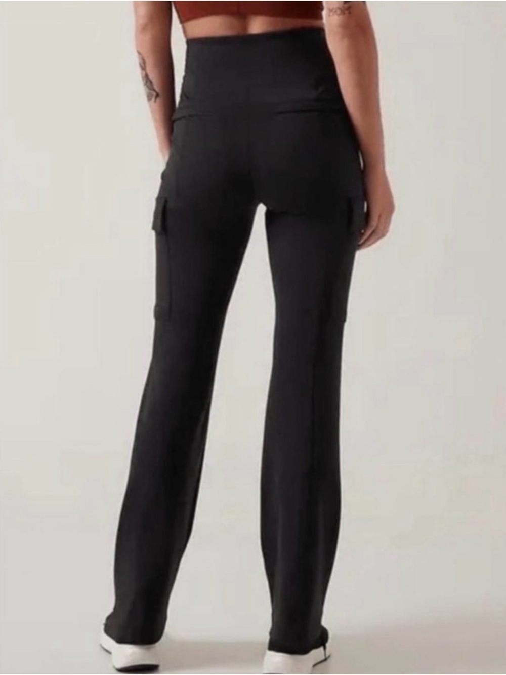 Athleta Black Cargo Pants | Delancey Straight Leg High Waist | Large Tall NWOT - Picture 2 of 7